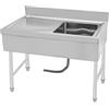 Dettchan Lavello indipendente, rettangolare, in acciaio inox, 1 bacino con tubo di scarico, per famiglie, ristoranti, caffetterie, 100 x 50 x 80 cm