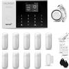 HUXGO® HXA005 Sistema di allarme casa senza fili con sirena WiFi + GSM 4G | Antifurto casa kit con 1x sensori di allarme per finestre/portes, 9x rilevatori di movimento | Lavora con TUYA