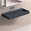 doporro Lavabo Bagno Rettangolare 100 cm, Lavandino da Appoggio o Sospeso in Minerale Fuso Antracite Opaco, Scarico Incluso Colossum19