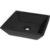 vidaXL Lavandino Quadrato in Ceramica Nero ad Incasso Lavabo Lavello per Bagno