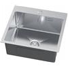 QLS Lavello da cucina 50 x 40 cm, in acciaio inox spazzolato, con foro per rubinetto e set di scarico