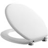 EM Originale Sedile Copri WC Igienico Bianco Universale Tavoletta Copriwater in MDF Rivestito con Cerniere Regolabili 44x38x2.8 cm