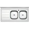 bricoleva.it Lavello da appoggio SA46 due vasche con gocciolatoio sinistro 120x60cm inox, lavello cucina, lavandino cucina, acciaio inox 304, finitura satinato
