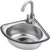DSKJHI Mini Lavabo 34x34x15 cm Lavandino da Parete in Acciaio Inox ad Angolo Lavello da Bar Cucina Bagno WC Piccolo con Scolapiatti e Rubinetto