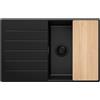 PRIMAGRAN Lavello da Cucina Tutto Nero 78x50cm, Lavandino in Granito a 1 vasca + Set di accessori, Lavabo da Cucina Incasso al Mobile 50cm - Copenhagen Top S533