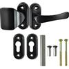 ALSTEN TECH Set di maniglie per porta e manopole per porta in alluminio per porte e cancelli da giardino, maniglia per porta da giardino, maniglia per porta con rosetta, targa corta, set PZ - Cilindro