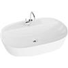Lavita - Lavello da appoggio Pereya Grande, rettangolare, con troppopieno e senza foro per rubinetto, in porcellana di alta qualità, ceramica per bagno, 60,5x40x12 cm, bianco lucido
