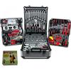 UNITED TRADE TROLLEY PROFESSIONALE CASSETTA ATTREZZI COMPLETA IN CHROME VANADIUM CASSETTA UTENSILI SET DA 187 PEZZI CON CHIAVI INGLESI FISSE + OMAGGIO orologio/sveglia Masha ed Orso