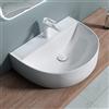 doporro Lavabo da Appoggio in Ceramica Bianco Lucido, Lavandino Bagno Moderno con Foro Rubinetto e Rivestimento Nano 60x45x18 cm Brüssel896