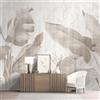 XLMING Vintage Tropical Grey Banana Fogliame Woodgrain 3D Carta da Parati Decorativo Studio Soggiorno Camera da Letto Parete Divano TV Muro-430cm×300cm