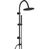 Görbach Colonna Doccia senza Miscelatore, set doccia in acciaio inox con soffione a pioggia rotondo D20 cm, asta doccia vintage a forma di U Nero
