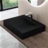 doporro Lavabo da Appoggio o Sospeso Rettangolare 60 cm in Marmoresina Nero Opaco, Lavandino Bagno con Foro per Rubinetto, Montaggio a Parete - Colossum810