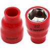 WEDO Inserto per chiave a bussola esagonale da 16 mm VDE 1000 V,Bussola per dado mozzo in acciaio al vanadio cromo, 3/8,Chiave a Bussola ad Impatto,Lunghezza 44mm,Certificazione GS,IEC 60900
