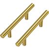Goldenwarm 5 Pezzi Maniglie Armadio Maniglie Ottone Maniglie Cucina Maniglie per Mobili Vintage -LS201GD90 Maniglie Oro Maniglie Cassetti Dorate Maniglie Cameretta Distanza dei Fori 90mm