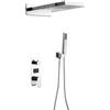 unkonwcy Sistema doccia a incasso con doccetta, set termostatico a LED, soffione doccia a pioggia, pannello doccia, massaggio, cascata, argento, montaggio a parete, in acciaio inox e ottone, 50 x 22 x 3 cm