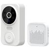 GLOBALHUT Videocitofono con telecomando WiFi, wireless, con allarme per la casa, per il monitoraggio remoto del telefono cellulare (bianco)