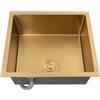 HarBin-Star Lavello da cucina in acciaio inox, 50 x 45 cm, colore oro, lavello da incasso con 2 tubi di scarico, 1 vasca, rettangolare