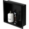 LuxeBath Nicchia a Parete senza Bordo in Acciaio Inossidabile 30x30x10 cm Nero Nicchia da Muro senza Cornice per Bagno Ripiano da Incasso senza Telaio per Doccia Contenitore per Utensili da Bagno