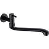 SXWYLZ Rubinetto Lavello Cucina da Parete Rubinetto A Parete Lavatoio Acqua Fredda Acciaio Inossidabile Rubinetto da Muro per Lavatoio Rubinetto A Singolo,Nero,36 Cm