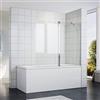 SONNI Parete Vasca da Bagno Doccia 120x140cm, Parete Sopravasca, con Barra Stabilizzatrice, Vetro Trasparente 5mm per Vasca da Bagno, Attacco Vasca, Schermo Doccia per Vasca