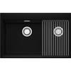 PRIMAGRAN Lavello da Cucina Nero 78x50cm, Lavandino in Granito a 2 vasche + Set di accessori, Lavabo da Cucina Incasso al Mobile 80cm - Oslo Duo Top S035
