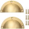 PIYYQNY Maniglie Per Mobili 2 Pezzi Maniglia Per Porta Armadio Cassetto In Ottone Maniglia Invisibile Per Porta Scorrevole A Conchiglia Maniglia Per Porta Scorrevole(Foro Centrale In Oro Spazzolato 80mm)
