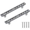 Dreneco 2 pezzi Moderno Cristallo Strass Trasparenti Maniglie per Mobili Porte Tirare Maniglia Cucina Armadi Cassetti Armadietti Pomelli 96mm
