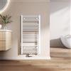 EMKE Scaldasalviette termoarredo, 100 x 50 cm, bianco colore, radiatore scaldasalviette ad acqua calda, termoarredo da bagno con collegamento centrale