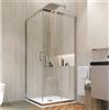 Linea Doccia LineaDoccia Box Doccia Angolare Apertura Scorrevole Rettangolare o Quadrato Vetro 6 MM Trasparente o Opaco Profili in Alluminio Cabina Doccia (VETRO TRASPARENTE, 75X90)