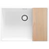 PRIMAGRAN Lavello da Cucina Bianco 66x47cm, Lavandino in Granito a 1 vasca + Set di accessori, Lavabo da Cucina Incasso al Mobile 70cm - London Slim S444