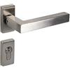 Gedotec Maniglia per porta OVAL set di maniglie per porta d'ingresso in acciaio inox a L su rosetta ovale | MAILAND 102 | set di maniglie PZ - cilindro profilo