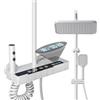 Kouamor LED Display Digitale Colonna Doccia Termostatica, 80-120 cm Barra Doccia Altezza Regolabile, Colonna Doccia Con Testa Doccia 20 x 30 cm, 3 Miscelatore Doccia Con Piano (C)