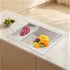 Fermoirper Lavello da cucina 60 x 44 cm, lavello da incasso con scarico 1 vasca, spazzolato, rettangolare (argento)