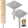 KOTARBAU® 2 pz Supporto per Pali - Staffe per Pali in Legno - Acciaio Zincato - 130 x 130 x 200 mm - Argento - Staffa Portapalo da Cementare - Supporto per Palo - con Ancoraggio - per Recinzione