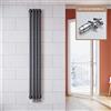 ELEGANT - Radiatore verticale di design, antracite, 1800 x 236 mm, con termostato multiblocco, monostrato, collegamento centrale, scaldasalviette