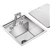 Mokid Lavelli da Cucina Lavello in Acciaio Inox Argento con Coperchio Lavello Ad Incasso con Rubinetto Abbattibile RV Bar Mini Lavabo Singolo Lavandino della Cucina (Color : Silver, S : 39 * 43 * 23cm)