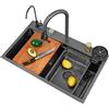 YilwnnCse Lavello da Cucina, Lavello a Cascata Raindance, Lavello In acciaio Inossidabile 304, Set di Lavelli Domestici, Lavello Integrato con Rubinetto Rimovibile (82×46×22cm)