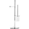 Lineabeta - Piantana portarotolo/scopino Ranpin con Base Quadrata Ottone Cromato