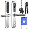 Swokely TY WiFi Smart Lock con fotocamera, accesso senza chiave, maniglia per porta, impermeabile, in acciaio inox, bordo stretto, serratura biometrica, app, 5 metodi di sblocco per 40-120 mm di