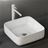 doporro Lavabo da Appoggio in Ceramica Lavabo Lavandino Bagno Quadrato con Bordo Sottile 38,5x38,5x14 cm Bianco Lucido Lavamani Lavello senza Foro Rubinetto per Guardaroba Bagno Brüssel106