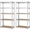 Brigros - Scaffale Metallo Garage 180x90x40cm Ad Alta Portata 875kg, 5 Ripiani Mdf, Scaffale Salvaspazio Ideale Per Garage, Officina, Cantina, Magazzino, Design Modulare (2)