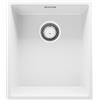 PRIMAGRAN Lavello da Cucina Bianco 41x47cm, Lavandino in Granito a 1 vasca + Sifone Classico, Lavabo da Cucina Incasso al Mobile 45cm - London Slim S118