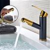 XSDSM Rubinetto Bagno Lavabo con Doccetta, Rubinetto Lavandino Bagno Ottone，Rubinetto con Doccetta Monocomando Caldo e Freddo,Oro Nero,Basso