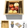 KOOGIMDDR Gold Prep Sink Mini Tromba Acciaio Inossidabile Multifunzionale Cucina Essenziale Singola Ciotola Lavello Con Lo Scarico Dell'oro E Componenti Di Montaggio Ciotola Singola Sottomontaggio O Drop-in (C