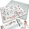 Nukido Tappetino per gattonare su entrambi i lati, per la cameretta dei bambini, pieghevole, per bambini, giocattolo per bambini, 0-6 mesi, grigio, 150 x 180 x 1,5 cm
