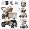 Lnhcrbs Passeggino Trio,Passeggino Leggero è Dotato di Un Maniglione Regolabile in Altezza,Passeggino Reversibile è Dotato Anche di Seggiolino Auto, Zanzariera e Borsa Per La Mamma, Portabicchieri