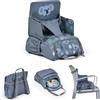 MS BabyWorld - Booster Bag Stars - Elevador de Viaje 2 en 1 con Arnés de 5 Puntos | Mochila Convertible en Bandolera | Bolsillo Térmico | Dispensador y Espacio para Utensilios