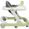 HUOLE Girello per Bambini, Passeggino Primi Passi con Altezza Regolabile, Babywalker con Vassoio Rimovibile Musicale Giocattolo, per Bambini 6+ Mesi, 60 * 55 * 70 cm - Verde chiaro
