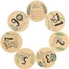 XKSOCT 7 Pezzi Carte Milestone Neonato,Tondo Cartello di Benvenuto Neonato-in Legno Carte Baby Milestone per Foto Prop Segnali per Annuncio di Nascita del Bambino Stampa Fronte Retro