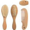 KuSONG Set di 3 Spazzola per capelli personalizzate e pettine per neonati, Personalizzato Nome, spazzola con setole di capra naturali, per neonati Battesimo/Compleanno Baby Shower